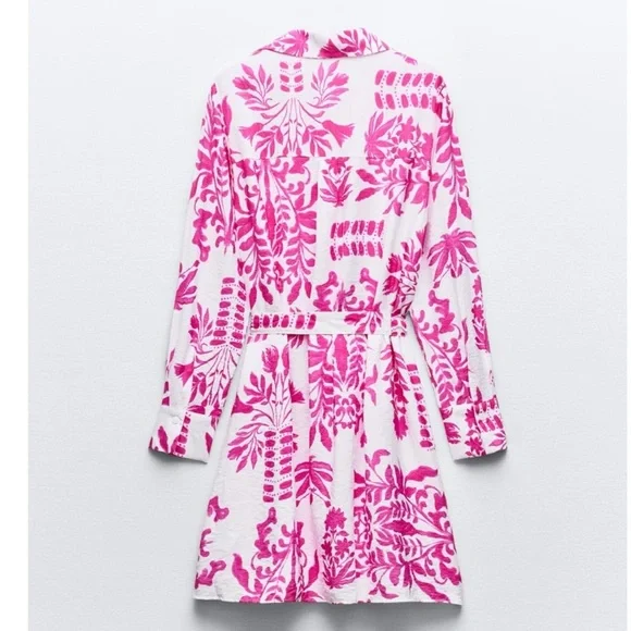 Zara Floral Button Down Shirt Dress - Picture 3 of 8